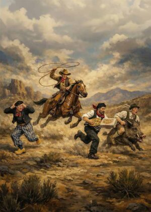 Cowboys and Europeans Poster A2