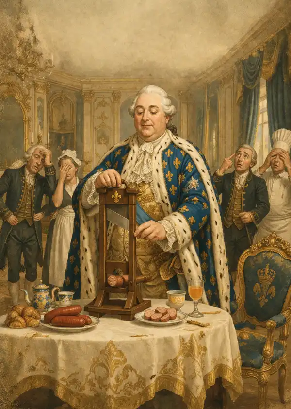 Louis XVI cuts a sausage